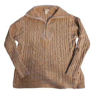 Christopher & Banks Medium Cable Knit Half-Zip Sweater Pink Marled Pullover